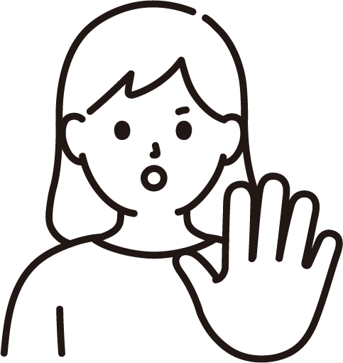 手のひらを前に出すポーズを取る女性のイラスト